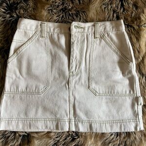 Urban Outfitters BDG Cream Denim Mini Skirt with Green Stitching